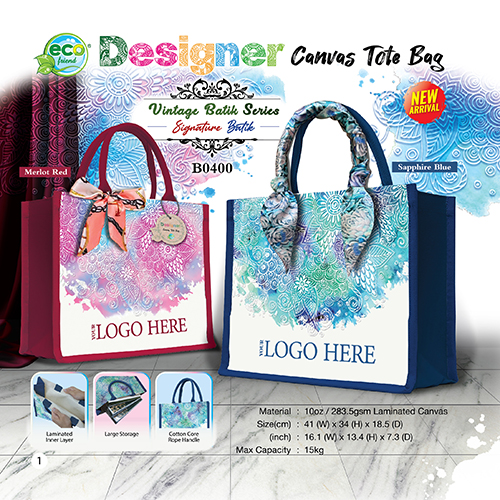 [READY STOCK] Designer Canvas Tote Bag (Vintage Batik Series)